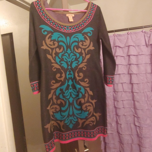 Gorgeous blue and brown design sweater - Picture 1 of 4